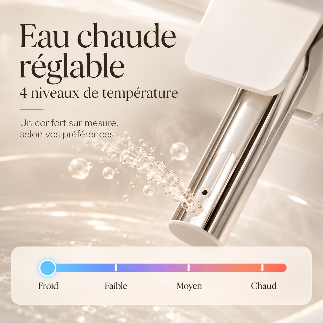 Rakuseki 2.0 eau chaude réglable sur quatre niveaux